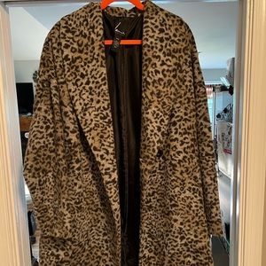 Lame Bryant Cheetah Print Long Coat